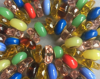 Art Deco Multi Coloured Glass Beads Necklace