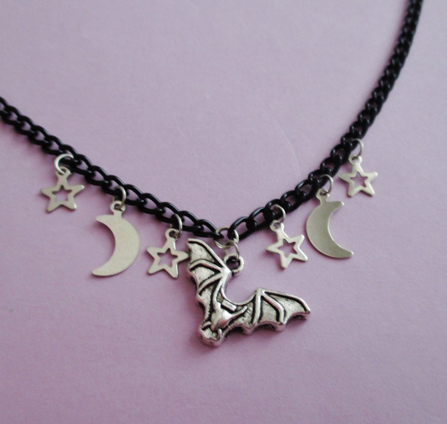 pastel goth bat necklace goth jewelry gothic by OfStarsAndWine