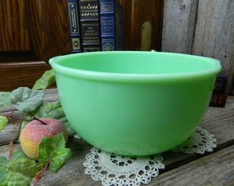 Vintage Fire King Jadite Jadeite Anchor Hocking 2 Handle 9" Mixing Mixer Bowl