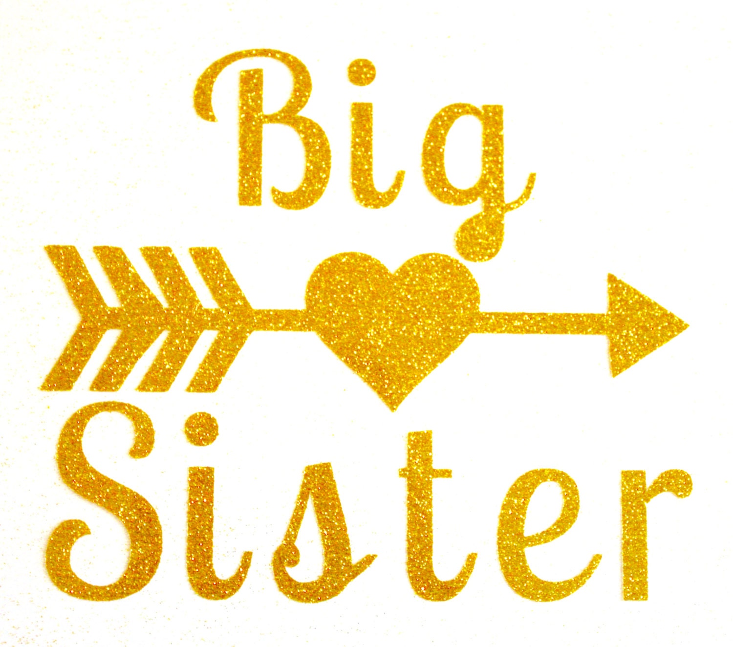 Iron On Vinyl Gold Glitter Big Sister Arrow Heart Iron On