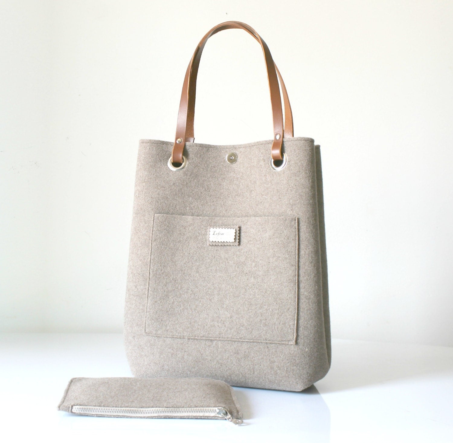 Leather Tote Felt tote bag Leather Bag Large tote Everyday