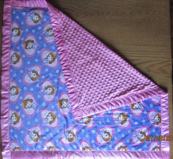 Personalized Sophia blanket/ monogram minkey blanket / satin edge blanket /monogram blanket/monogram baby blanket/monogram toddler blanket