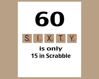 60th Birthday Card, Sixty Birthday, Milestone Birthday, The Big 60, Scrabble Birthday Card, 1957 Birthday Card