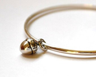 Sterling silver bangle - Acorn bangle bracelet - Acorn Jewellery - Charm bangle - Autumnal Jewellery
