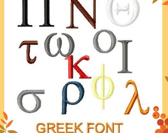 Greek Letters Embroidery design Font, Monogram