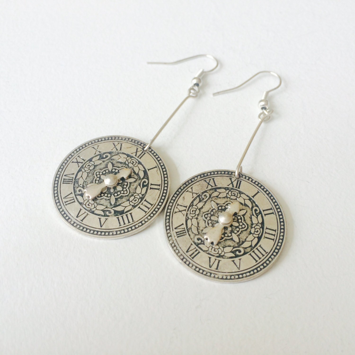 Vintage Clock Face Charm Handmade Metal