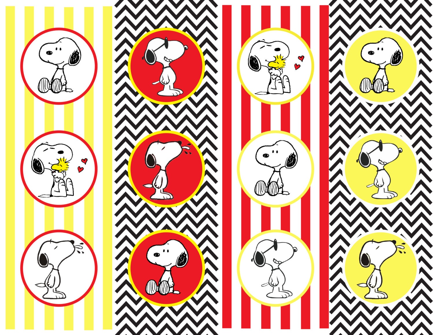 Printable Snoopy Cupcake Toppers/Circle Tags
