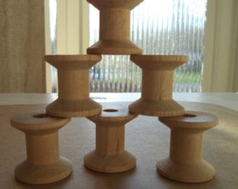 Unfinished Wooden Spools 6 pcs. 1 - 1/4" x 1 - 1/4"