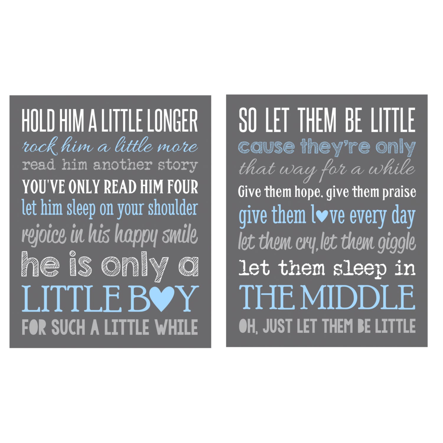 HOLD HIM a little longer print set personalized colors Boy