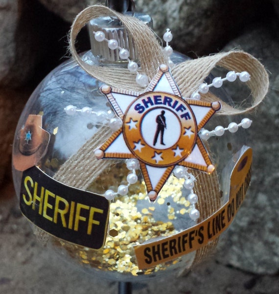 Sheriff Christmas Ornament Gold & White Star by BeautifulBalls