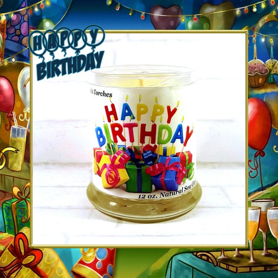 Items Similar To Happy Birthday Candle, Natural Soy Candle In A Cake ...