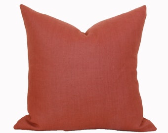 Rust linen pillow cover 18x18 20x20 22x22 24x24 26x26 Euro sham Lumbar Fall pillow Brick Orange Terra Cotta 12x20 12x24 14x26 16x24 16x26