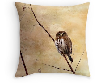 Owl Cushion, Owl Gifts, Owl Decor, Owl Throw Pillow, Little Owl, Pygmy Owl, Nature Gifts, Wildlife Cushions, Bird Decor, Raptors,Bird Pillow