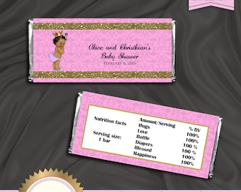 Printable Candy Bar Wrapper, Hershey's Chocolate Wrapper, Little Princess, Royal Baby Girl, EDITABLE text, DOWNLOAD Instantly, Word Format