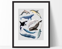 Popular items for whale wall art on Etsy