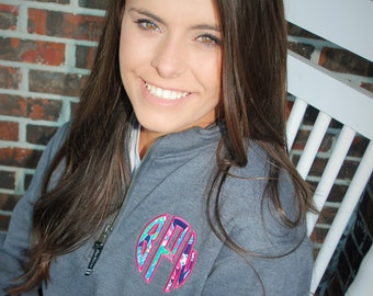 Monogram pullover quarter zip sweatshirt