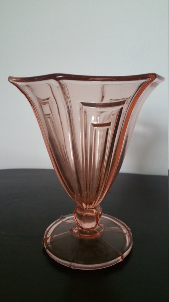 Art Deco Salmon Colour Glass Vase
