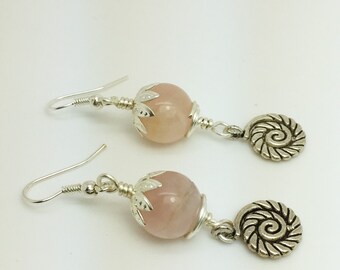 Light Pink Earrings, Rose Quartz earrings, pink Quartz earrings, Hyaline Quartz earrings, healing drop earrings rose Quartz jewelry