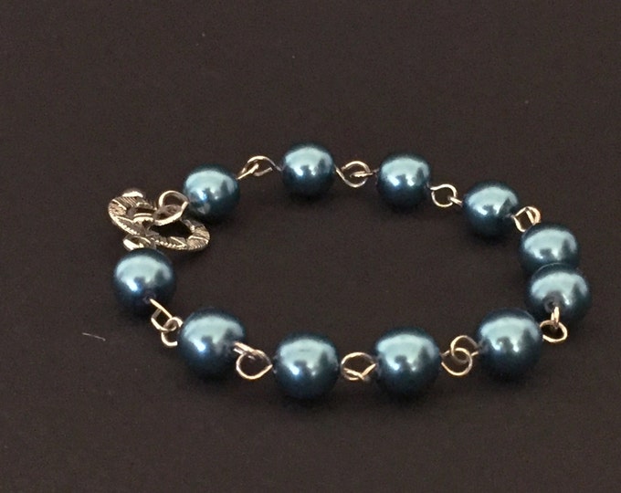 Blue pearl jewelry, light blue pearls, light blue bracelet, baby blue bracelet, light blue jewelry