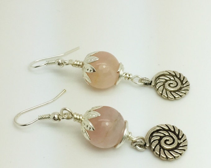 Pink Quartz earrings, Light Pink Earrings, Rose Quartz earrings, Hyaline Quartz earrings, healing drop earrings rose Quartz jewelry