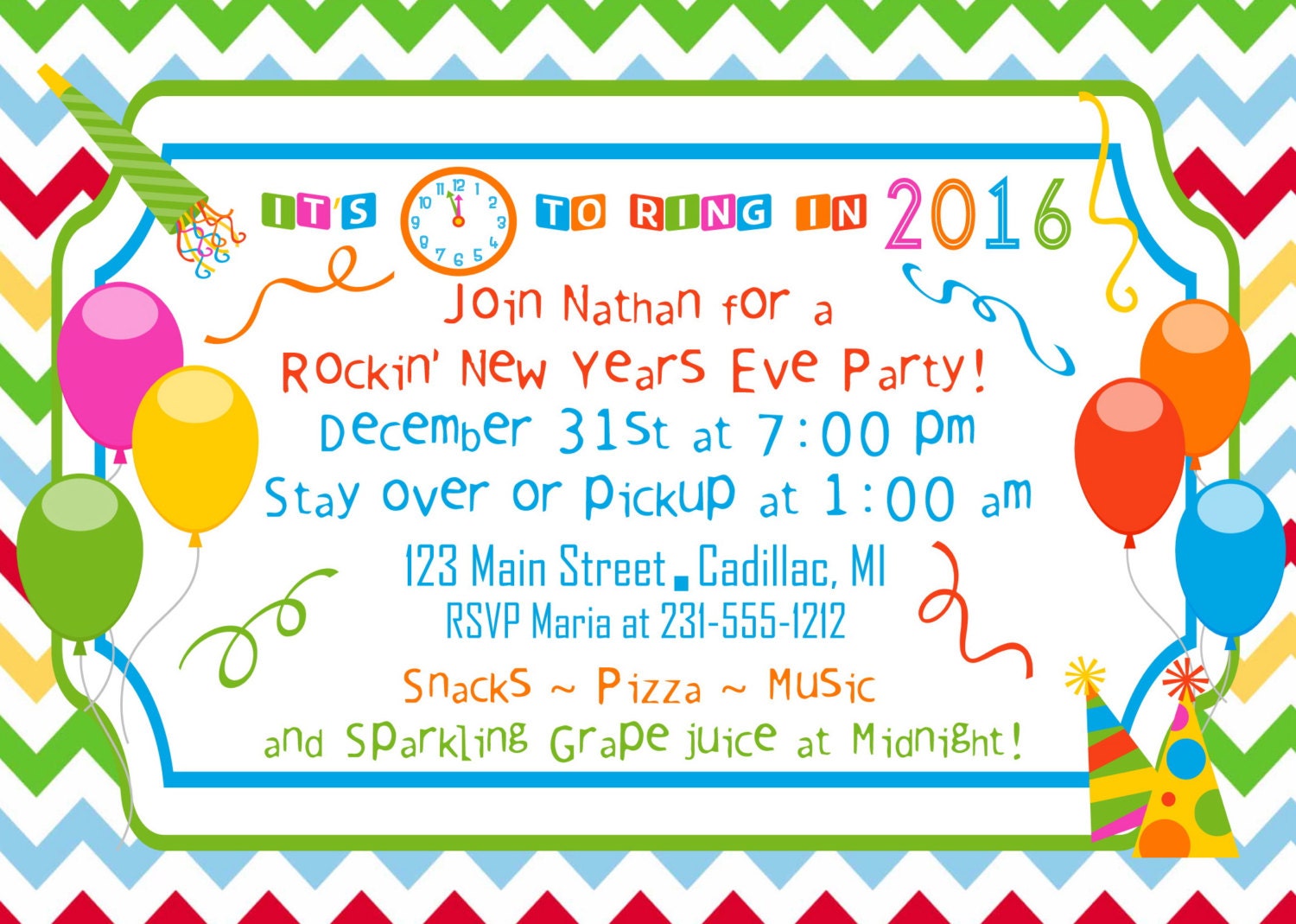 New Year's Party Invitation 2015 Party by FabPartyPrints on Etsy