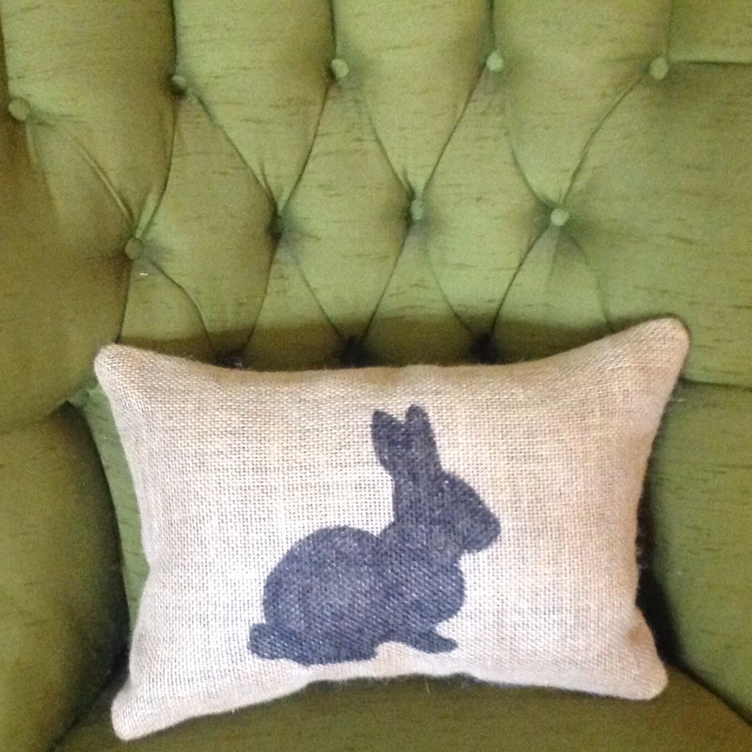 burlap bunny pillow