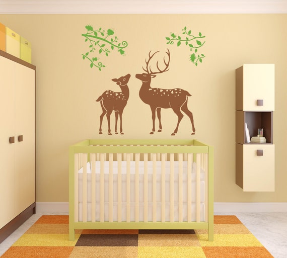 Nursery wall decal Baby Deer Nursery Decor Baby room Jungle
