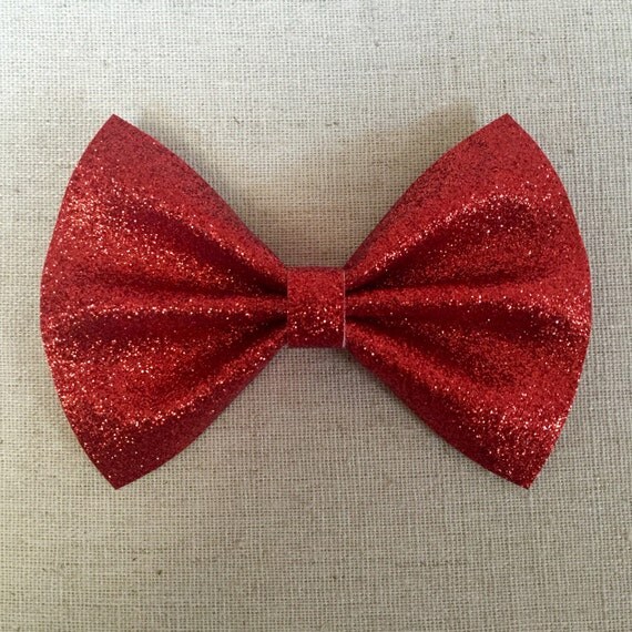 Red Glitter BowTie Bow Glitter Hair Bow by SunKissedByElle