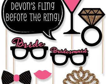20 pc. Girls Night Out - Bachelorette Photo Booth Props - Girls Night Out - with Mustache, Hat, Bow Tie, Glasses and Custom Talk Bubble