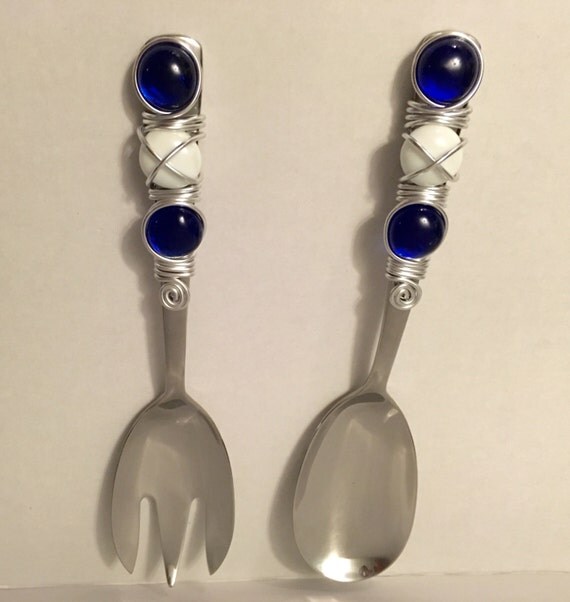 Salad Server SetBeaded Salad Spoon Beaded Utensil Wire