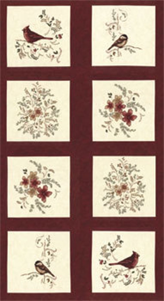 items-similar-to-northern-cardinal-by-holly-taylor-quilt-fabric-panel-out-of-print-high-quality