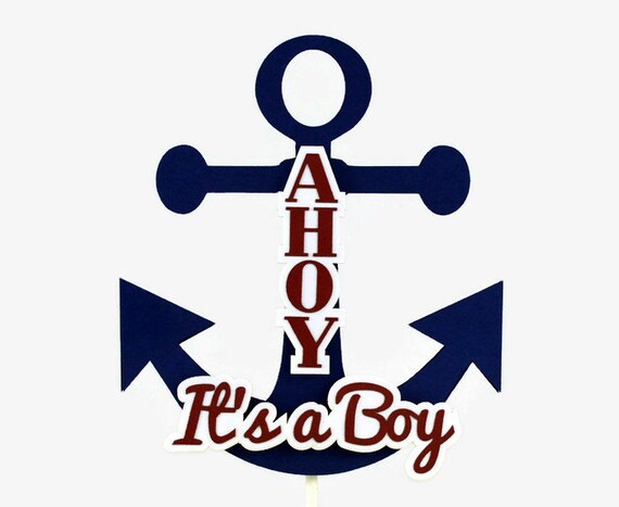 Ahoy It's a Boy Nautical Cake Topper Anchor Cake Topper