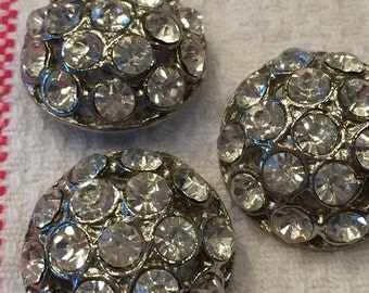 Vintage Rhinestone Button; 1"