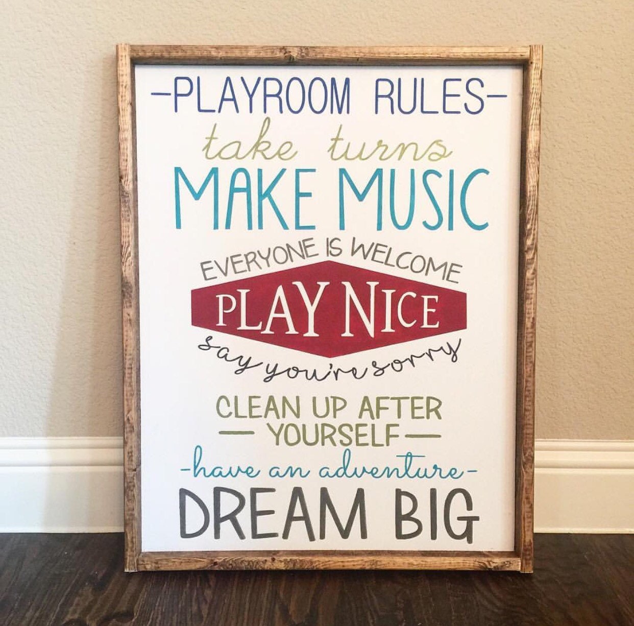Playroom Rules sign