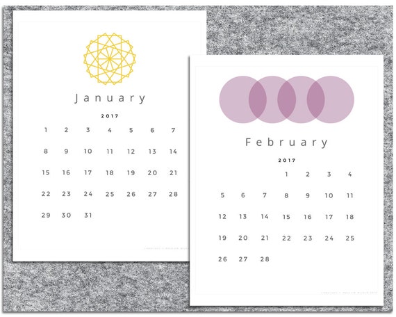 Items Similar To 2017 Printable Calendar Cards 5x7 And