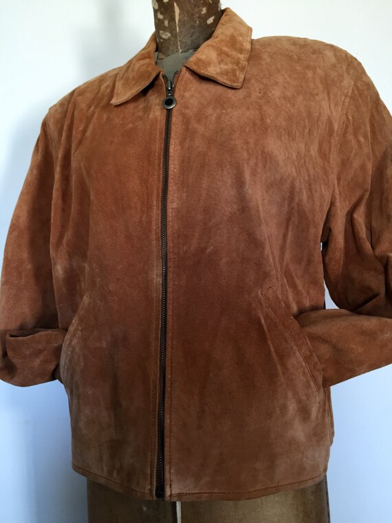 SUEDE Leather Bomber Jacket Camel Women's Caramel Color