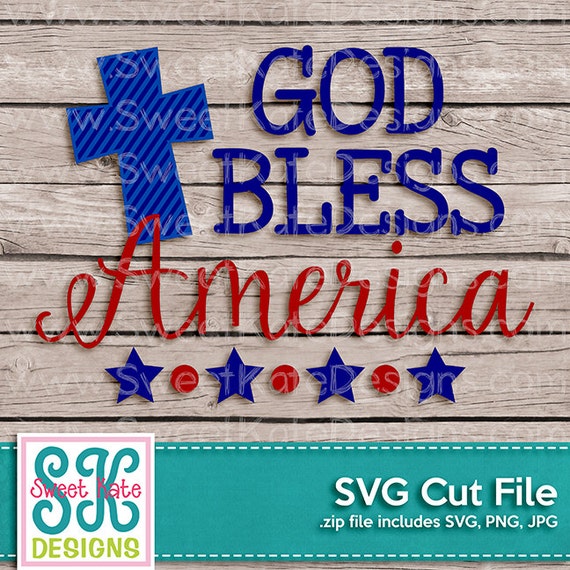 God Bless America SVG JPG png USA Scrapbook Die Cut Heat