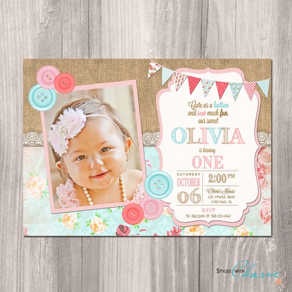 Cute As A Button Invitations 4