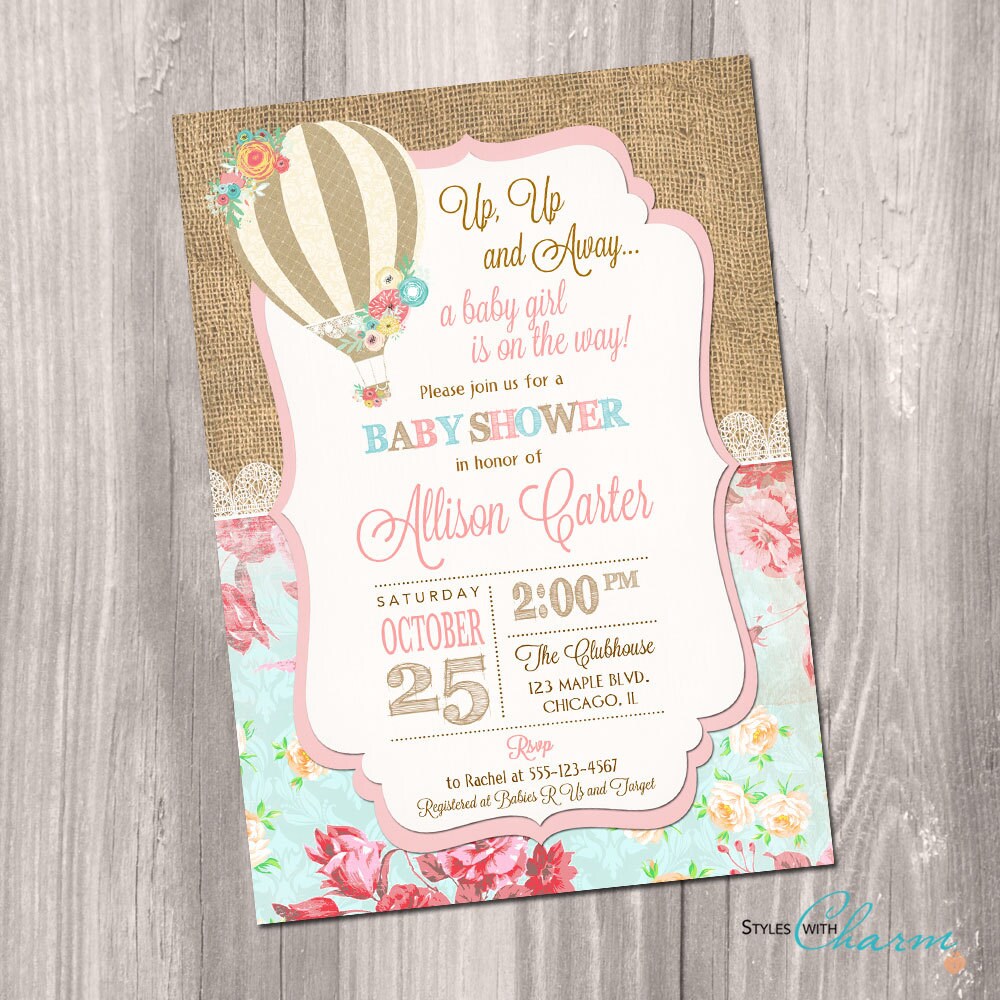 Hot Air Balloon Baby Shower Invitations / JadiDesigns — Hot Air Balloon ...