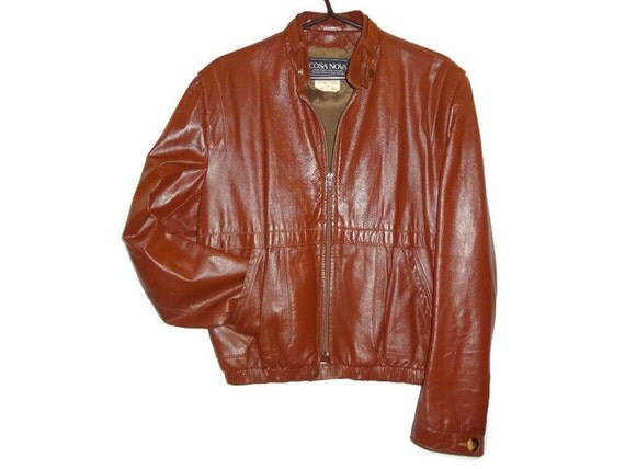 Vintage Mens Leather Jacket Copper Brown Medium Size 42