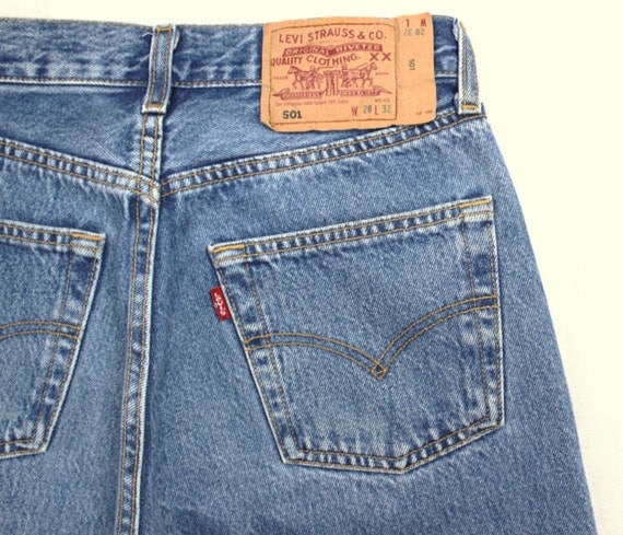 Levi 501 Vintage High Waist Denim Jeans Medium Blue Wash