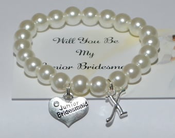 will you be my junior bridesmaid - jr bridesmaid gifts - bridesmaid proposal - ask jr bridesmaid - bride tribe - handmade bracelet