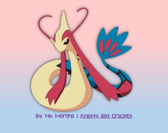 Crochet Milotic Amigurumi Pattern, Milotic Crochet Pattern, Milotic Amigurumi, Pokemon Crochet Pattern, Pokemon Amigurumi Pattern
