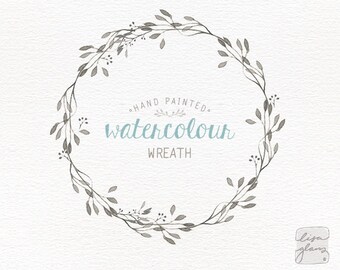 Watercolor wreath: hand painted floral wreath clipart / Wedding invitation clip art / commercial use / CM0057a