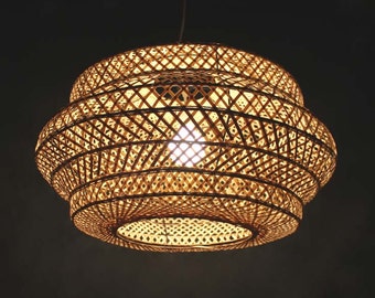 Natural bamboo Lampshade Fixture Bamboo Lighting-Pendant lights-Chandelier-Ceiling Lights-Bamboo Crafts-Decor Lamp-Bar Lighting-Room Lamp