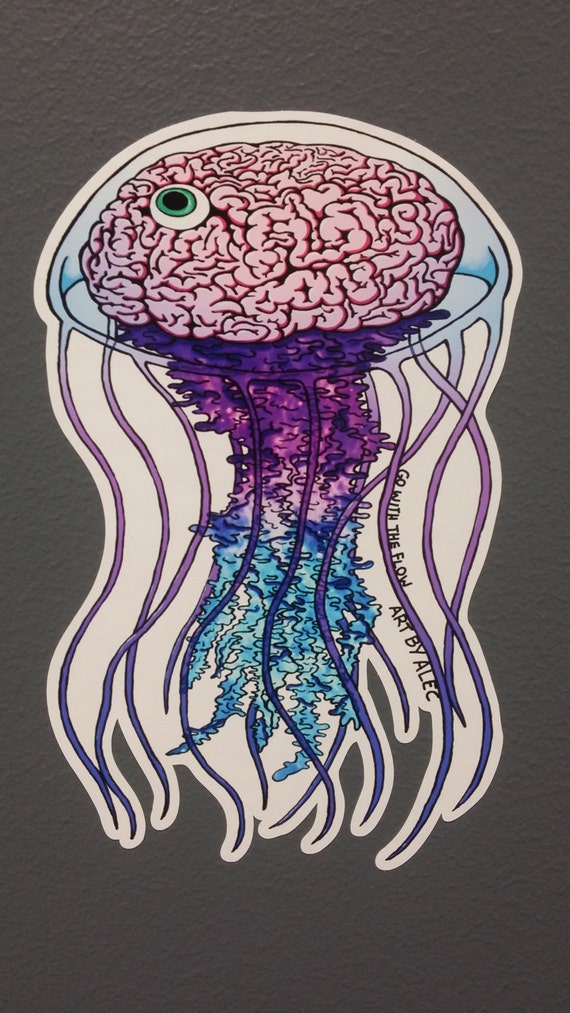 Brain Jellyfish 4x 6 Original Art Vinyl Sticker