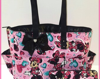 Hello Kitty diaper bag. Cheetah. Black sequin. Hot pink. Bow.