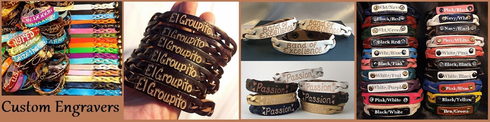 Custom Engraved Leather Bracelets by CustomEngravers on Etsy