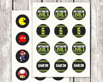 Video Game Party Cupcake Toppers - Gamer Party Circles - Video Game Birthday Party - Gamer Loot Bag Favors - DIY Printable