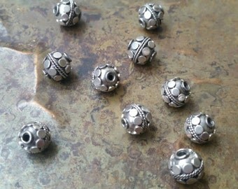 5 Intricate hand made antique silver Bali beads. 925 sterling silver. #1905